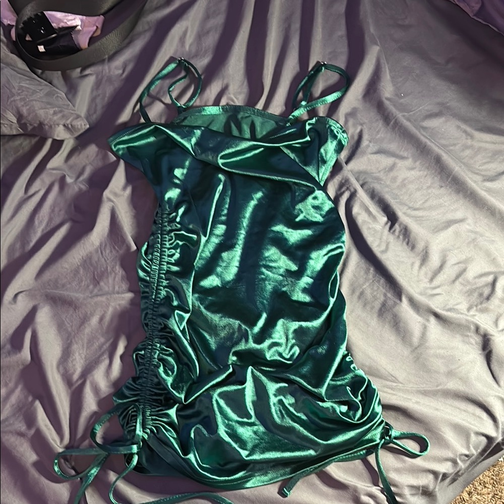 Emerald Green Satin Slip Dress